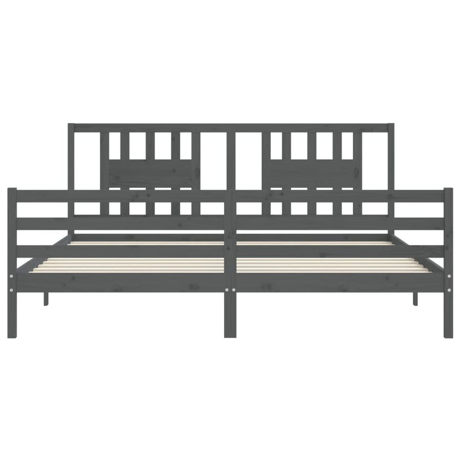 Bedframe Met Hoofdbord Massief Hout 200 x 200 cm Grijs