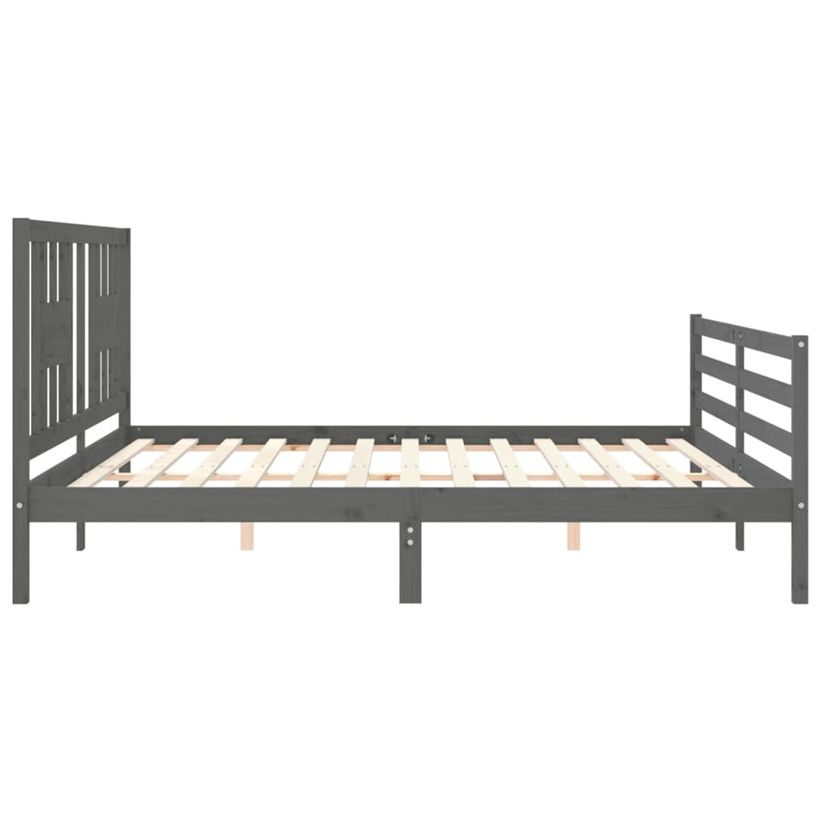 Bedframe Met Hoofdbord Massief Hout 200 x 200 cm Grijs