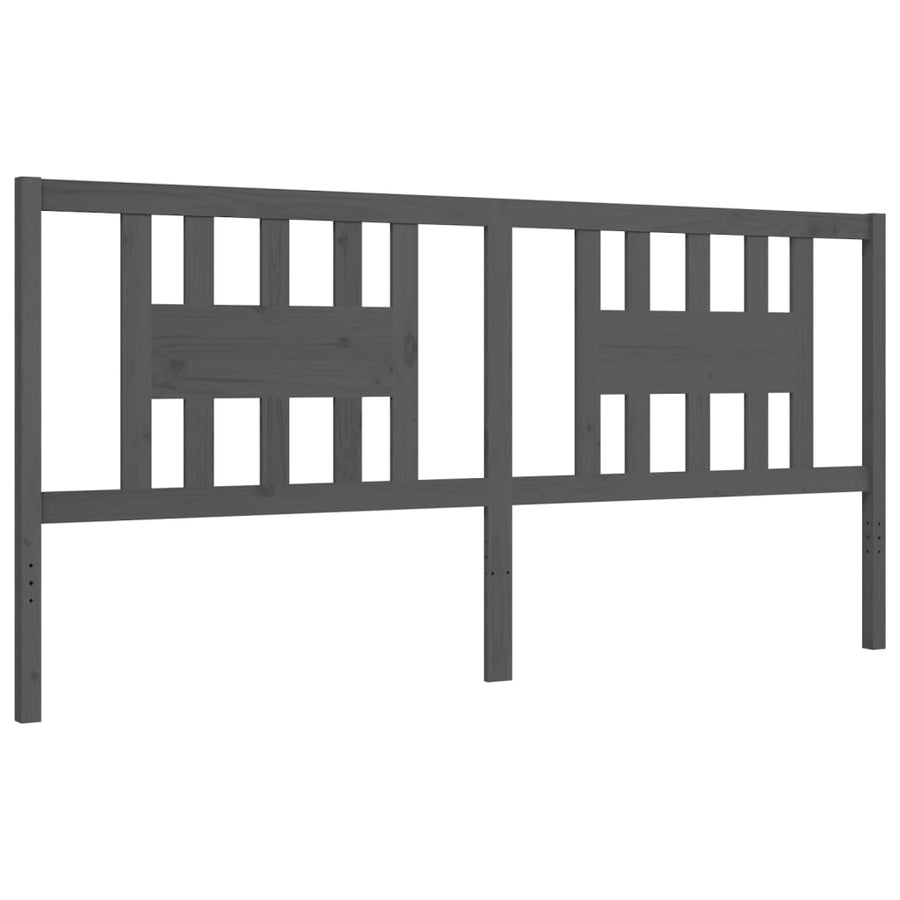 Bedframe Met Hoofdbord Massief Hout 200 x 200 cm Grijs