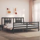 Bedframe massief hout grijs 200x200 cm