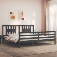 Bedframe Met Hoofdbord Massief Hout 200 x 200 cm Grijs