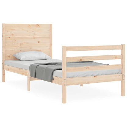 Bedframe Met Hoofdbord Massief Hout 100 x 200 cm Naturel