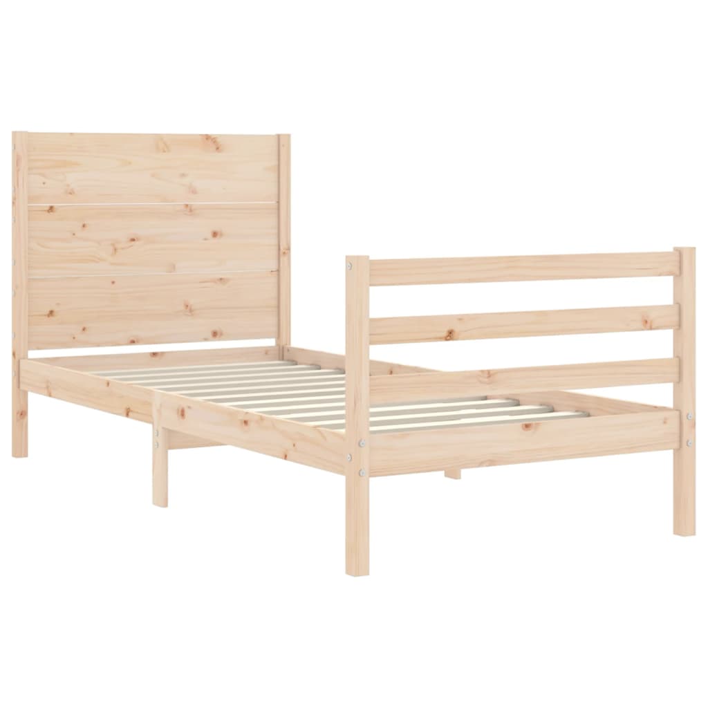 Bedframe Met Hoofdbord Massief Hout 100 x 200 cm Naturel