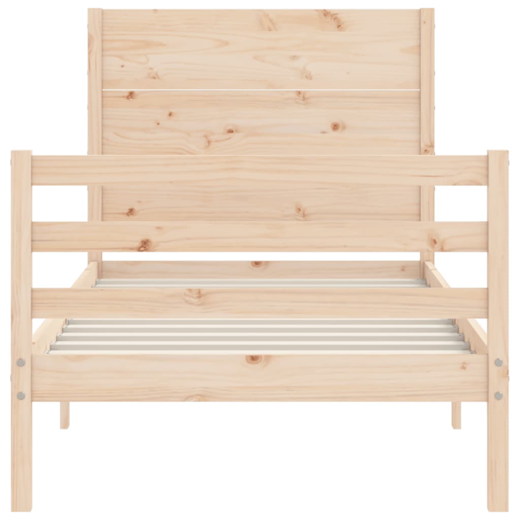 Bedframe Met Hoofdbord Massief Hout 100 x 200 cm Naturel