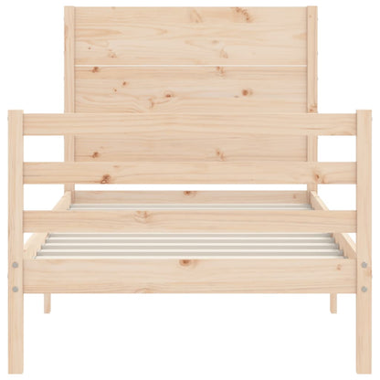 Bedframe Met Hoofdbord Massief Hout 100 x 200 cm Naturel