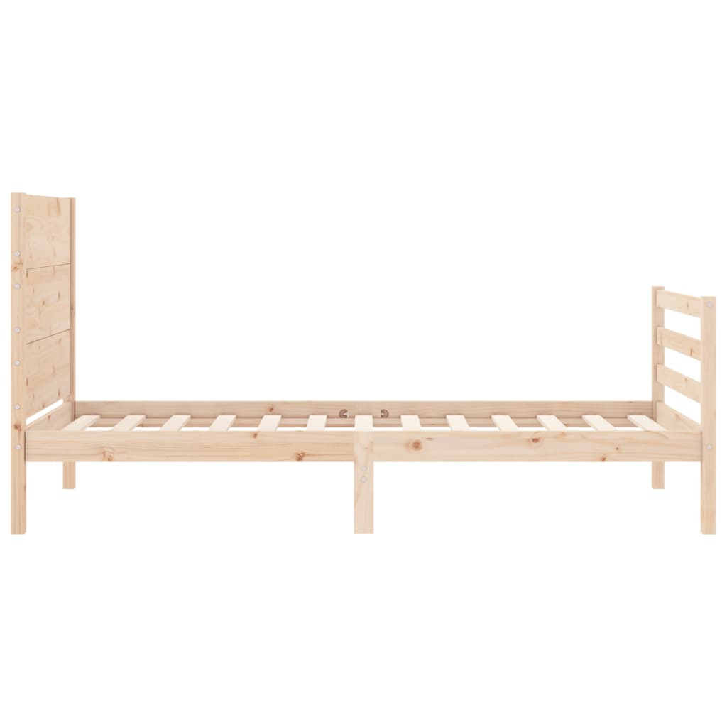 Bedframe Met Hoofdbord Massief Hout 100 x 200 cm Naturel