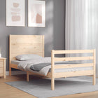 Bedframe Met Hoofdbord Massief Hout 100 x 200 cm Naturel