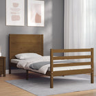 Bedframe Met Hoofdbord Massief Hout 100 x 200 cm Honingbruin