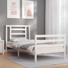 Bedframe Met Hoofdbord Massief Hout 100 x 200 cm Wit