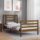 Bedframe Met Hoofdbord Massief Hout 100 x 200 cm Honingbruin