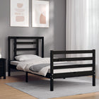 Bedframe Met Hoofdbord Massief Hout 100 x 200 cm Zwart