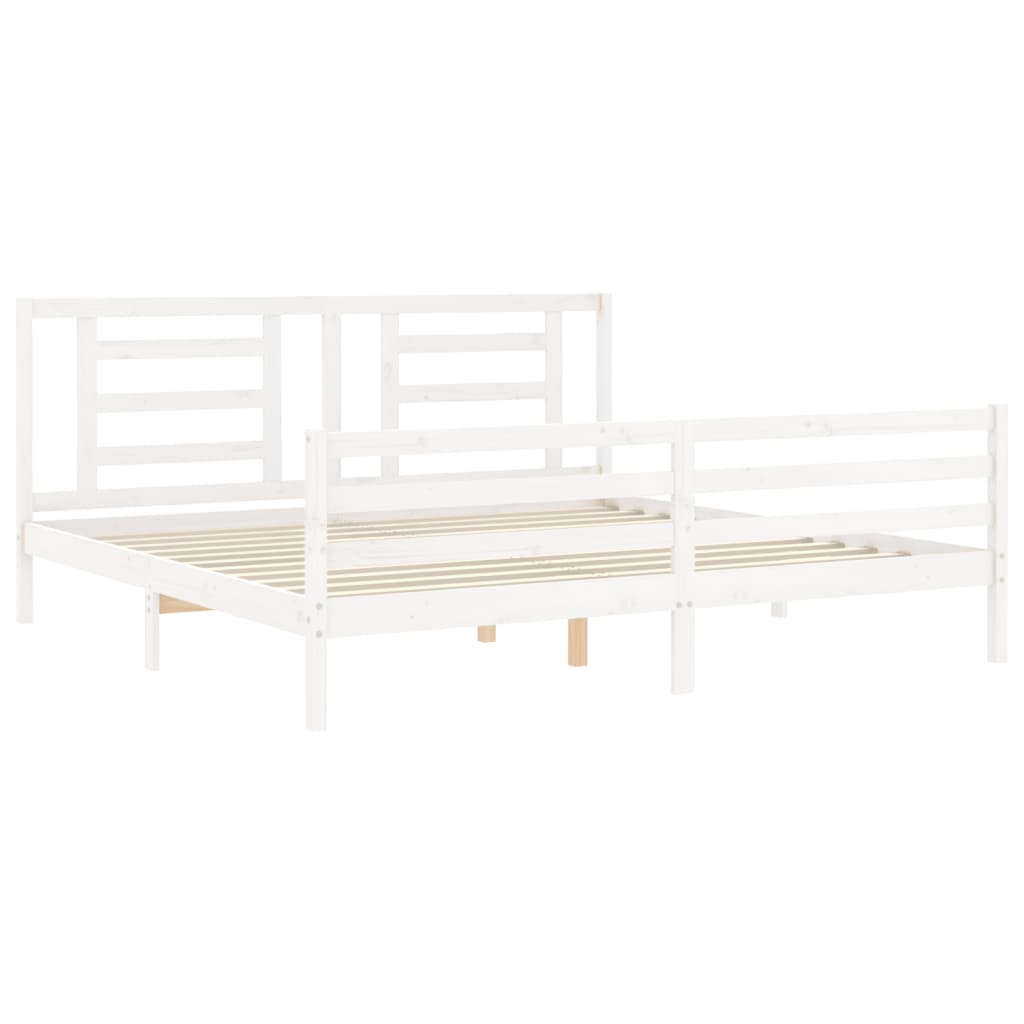 Bedframe Met Hoofdbord Massief Hout 200 x 200 cm Wit