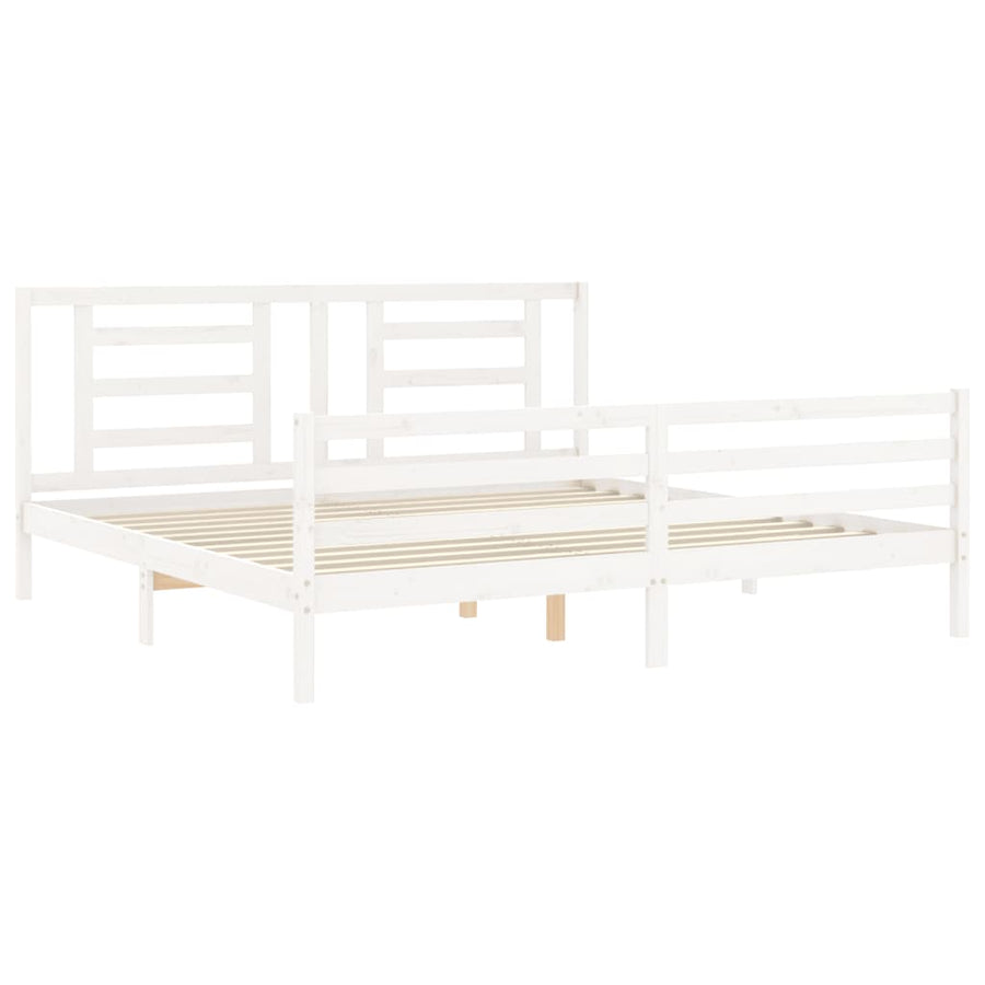 Bedframe Met Hoofdbord Massief Hout 200 x 200 cm Wit