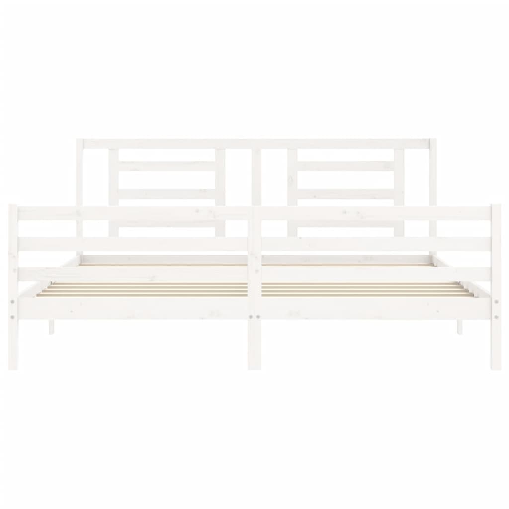 Bedframe Met Hoofdbord Massief Hout 200 x 200 cm Wit