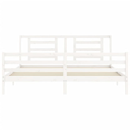 Bedframe Met Hoofdbord Massief Hout 200 x 200 cm Wit