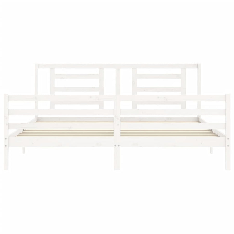Bedframe Met Hoofdbord Massief Hout 200 x 200 cm Wit