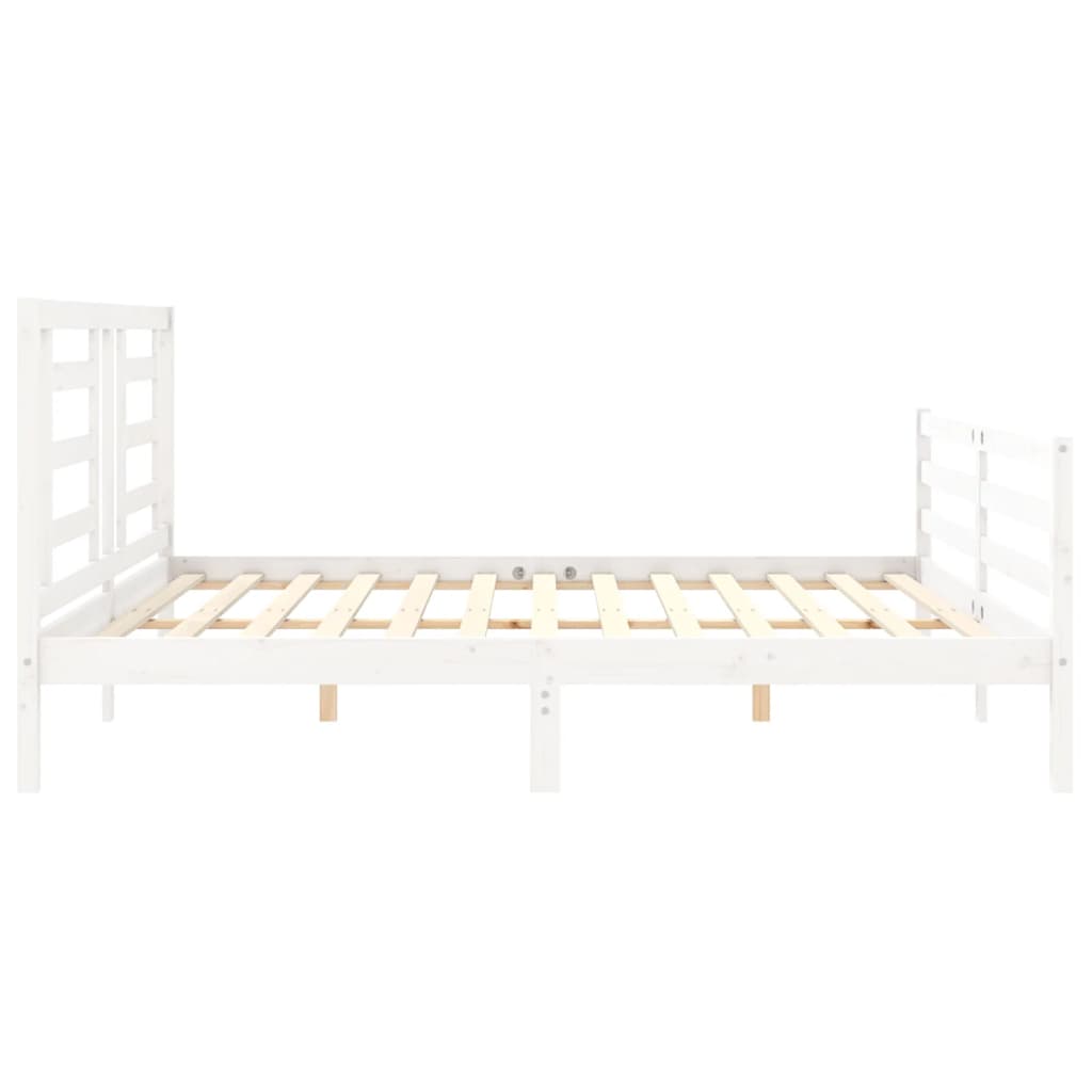 Bedframe Met Hoofdbord Massief Hout 200 x 200 cm Wit