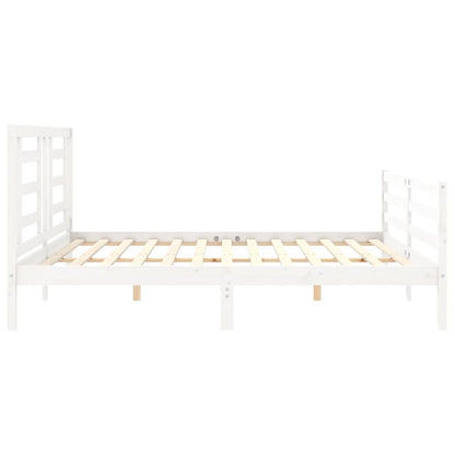 Bedframe Met Hoofdbord Massief Hout 200 x 200 cm Wit