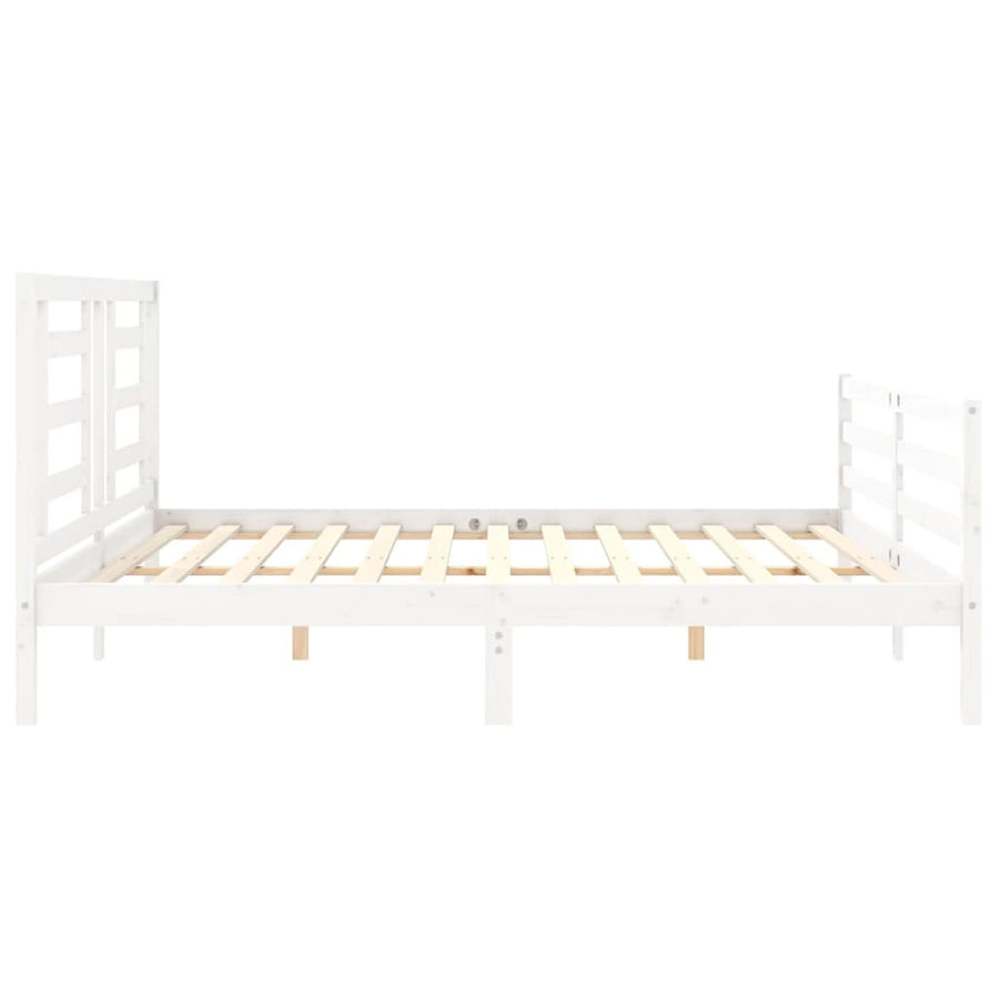 Bedframe Met Hoofdbord Massief Hout 200 x 200 cm Wit