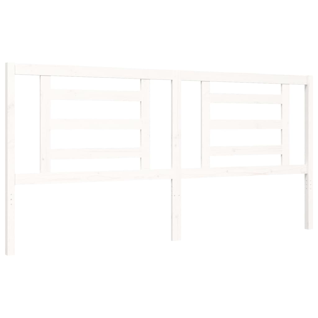 Bedframe Met Hoofdbord Massief Hout 200 x 200 cm Wit