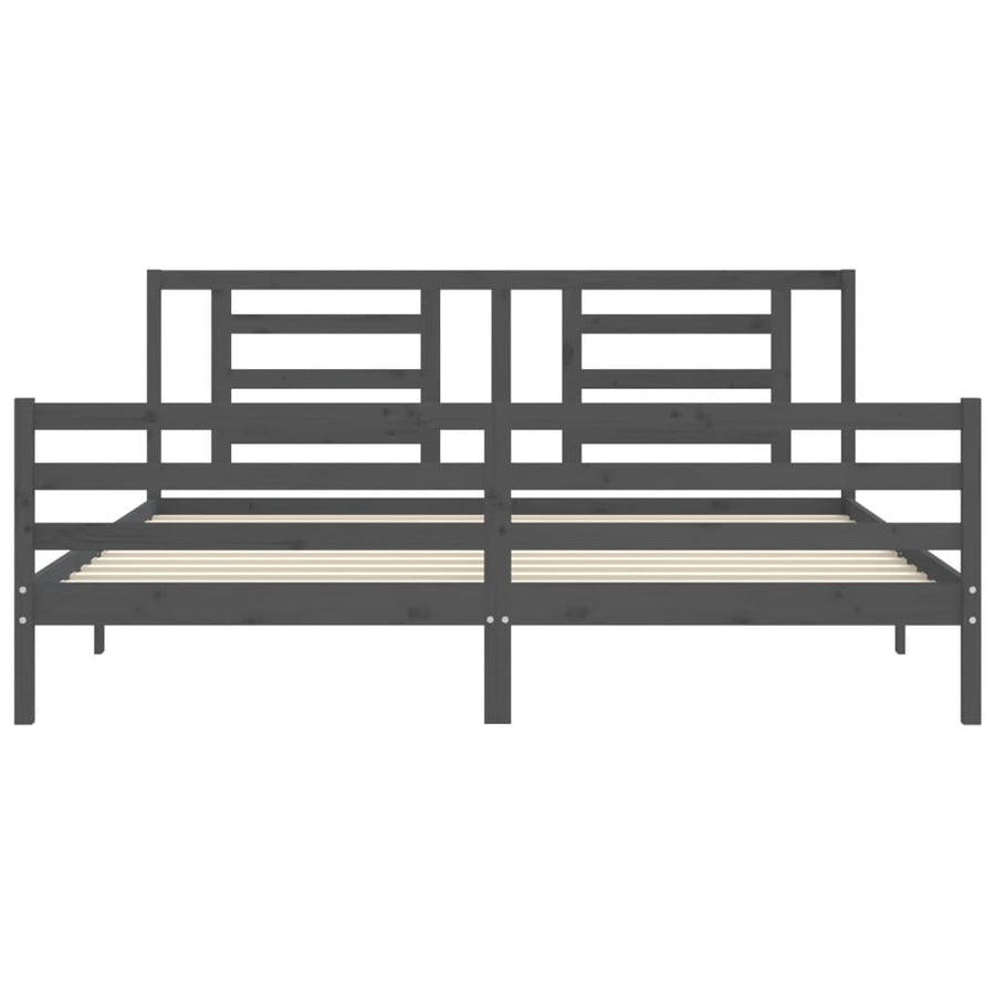 Bedframe Met Hoofdbord Massief Hout 200 x 200 cm Grijs