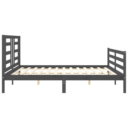 Bedframe Met Hoofdbord Massief Hout 200 x 200 cm Grijs