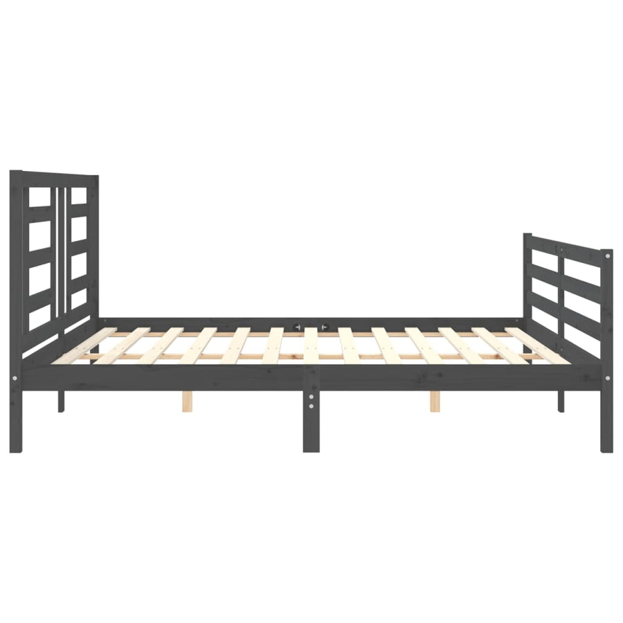 Bedframe Met Hoofdbord Massief Hout 200 x 200 cm Grijs