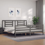 Bedframe massief grenenhout grijs 200x200 cm