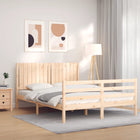 Bedframe Met Hoofdbord Massief Hout 160 x 200 cm Naturel