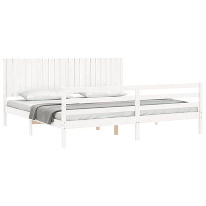 Bedframe Met Hoofdbord Massief Hout 200 x 200 cm Wit