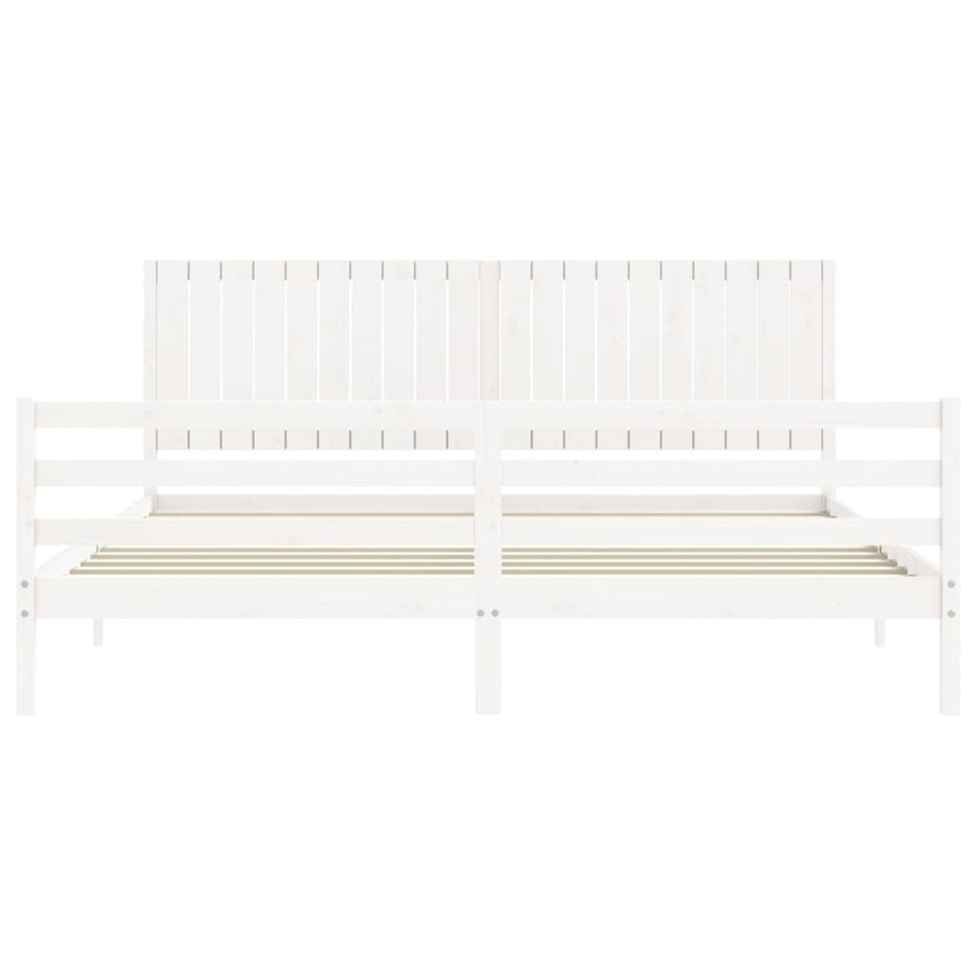 Bedframe Met Hoofdbord Massief Hout 200 x 200 cm Wit