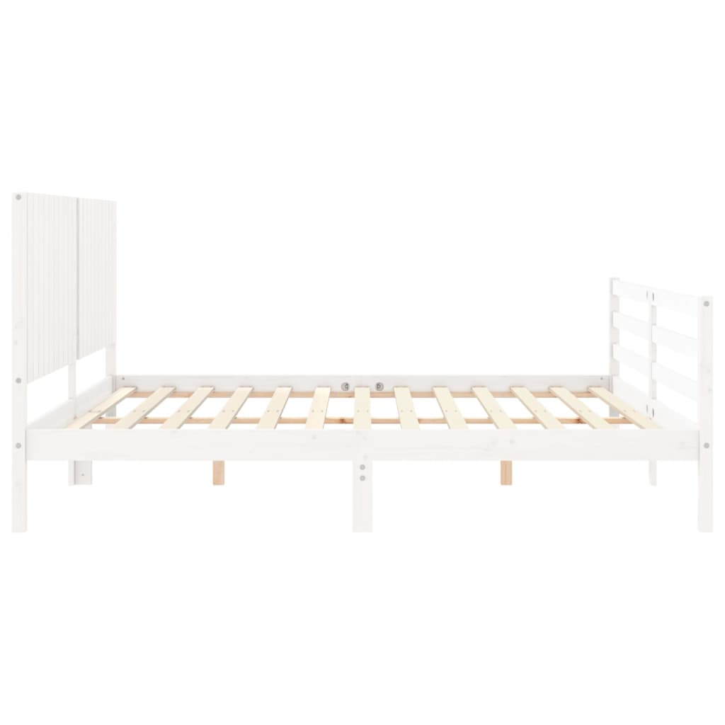 Bedframe Met Hoofdbord Massief Hout 200 x 200 cm Wit