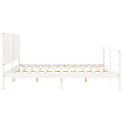 Bedframe Met Hoofdbord Massief Hout 200 x 200 cm Wit