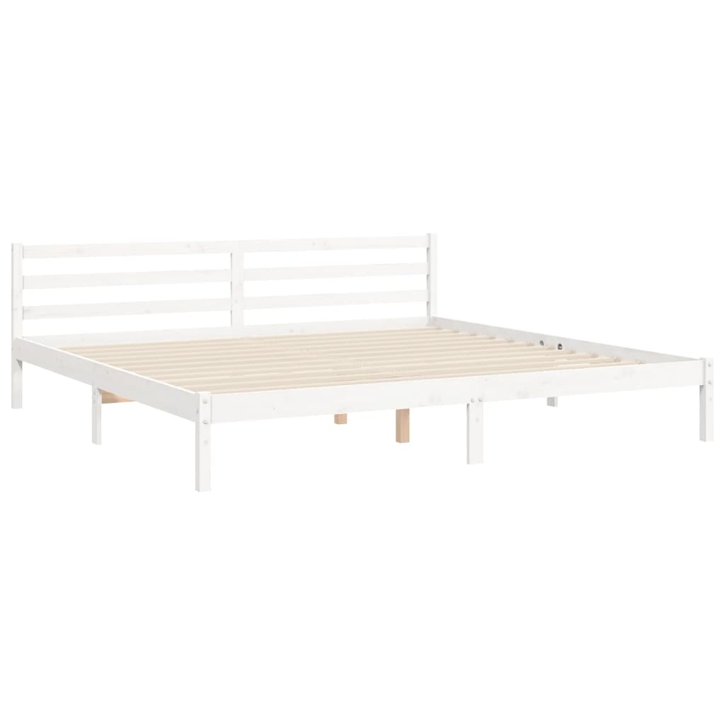 Bedframe Met Hoofdbord Massief Hout 200 x 200 cm Wit