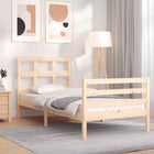 Bedframe Met Hoofdbord Massief Hout 100 x 200 cm Naturel