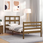 Bedframe Met Hoofdbord Massief Hout 100 x 200 cm Honingbruin