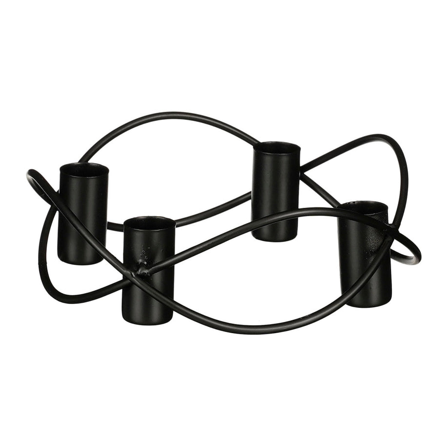 Overige Merken Metalen Kandelaar Voor 4 Kaarsen 5.5X17 Cm Zwart