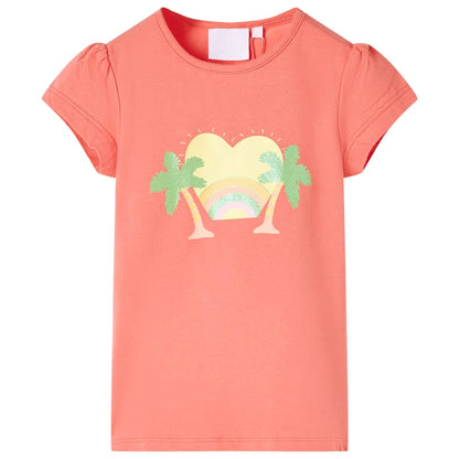 Kindershirt 116 koraalkleurig Koraal 116