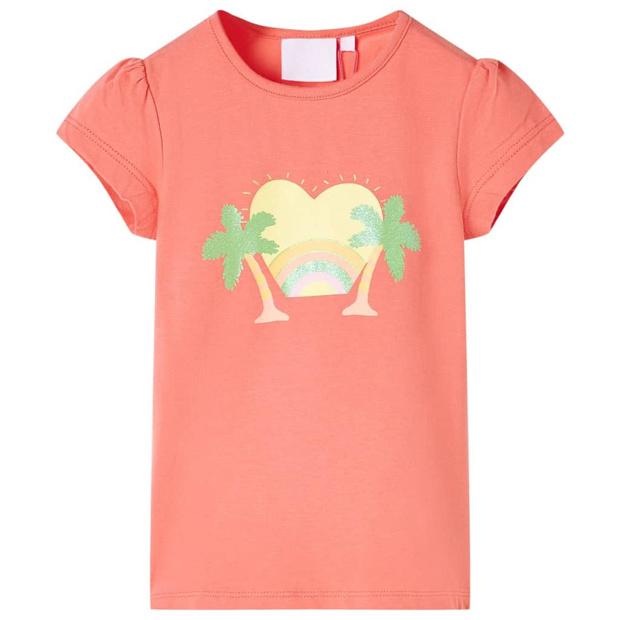 Kindershirt 128 koraalkleurig Koraal 128