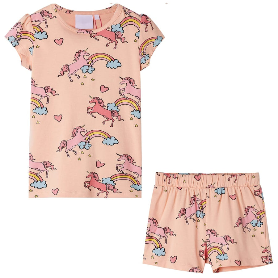 Kinderpyjama met korte mouwen 92 lichtoranje 92