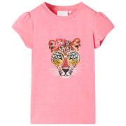 Kindershirt 116 neonroze katoen