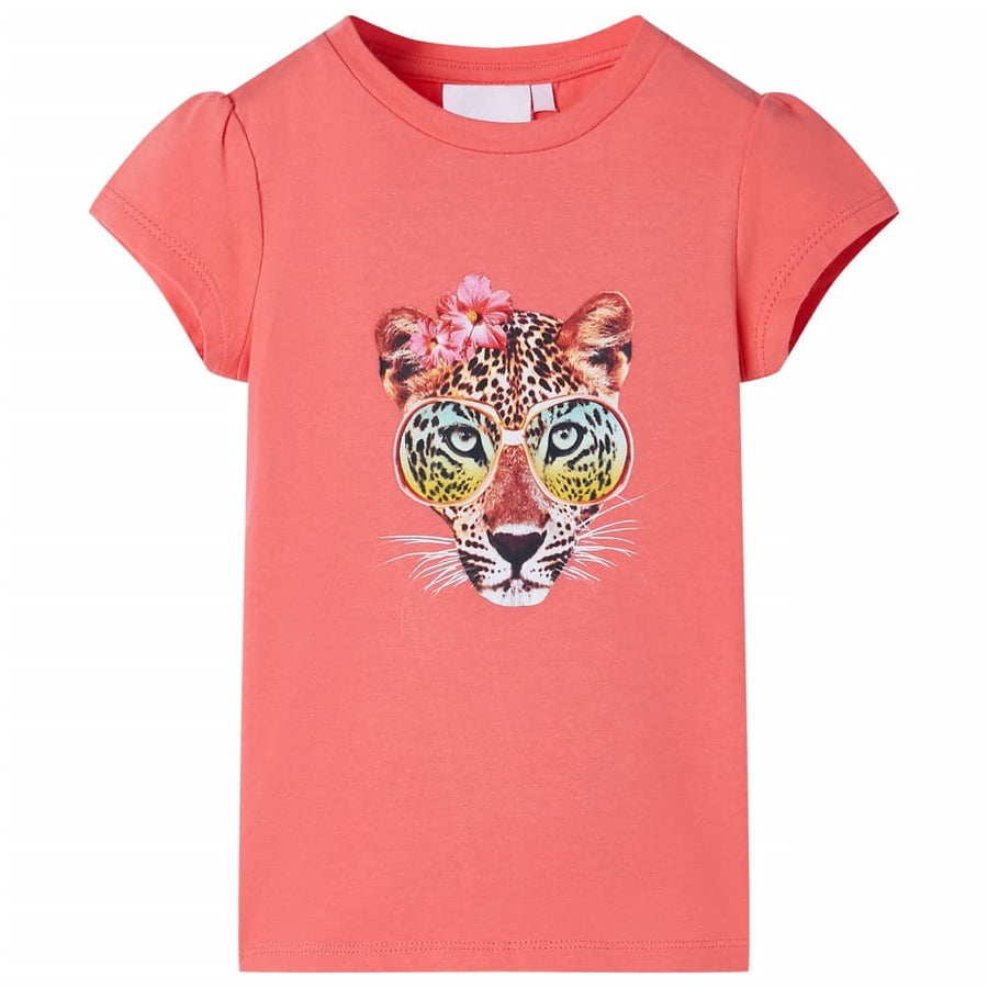 Kindershirt 128 koraalkleurig Koraal