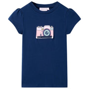 Kindershirt 116 marineblauw katoen