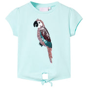Kindershirt 128 lichtzeeblauw katoen