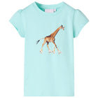 Kindershirt 116 lichtzeeblauw katoen