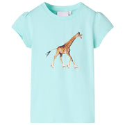 Kindershirt 116 lichtzeeblauw katoen