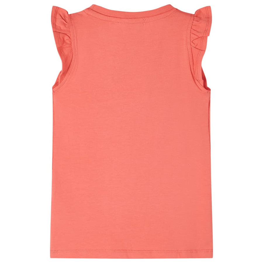 Kindershirt met ruches aan de mouwen 116 koraalkleurig Koraal 116