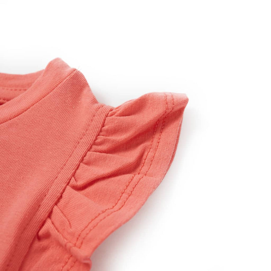 Kindershirt met ruches aan de mouwen 116 koraalkleurig Koraal 116