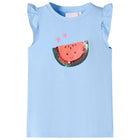 Children's T-shirt with ruffles on the sleeves 128 light blue