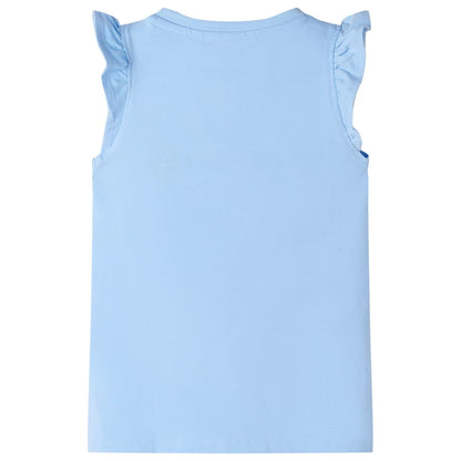Kindershirt met ruches aan de mouwen 128 lichtblauw Blauw 128